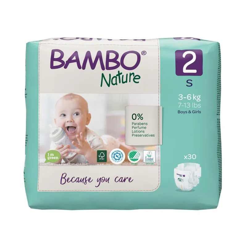 Letzte Chance Bambo NATURE - Babywindeln Gr. 2 MINI [S] 3-6 Kg - 30 Stück Einzelpack