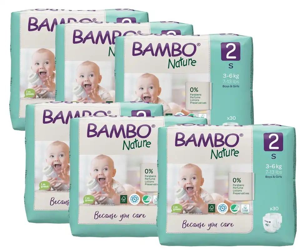 Bambo NATURE - Babywindeln Gr. 2 MINI [S] 3-6 Kg - 6x30 (180) Stück Letzte Chance