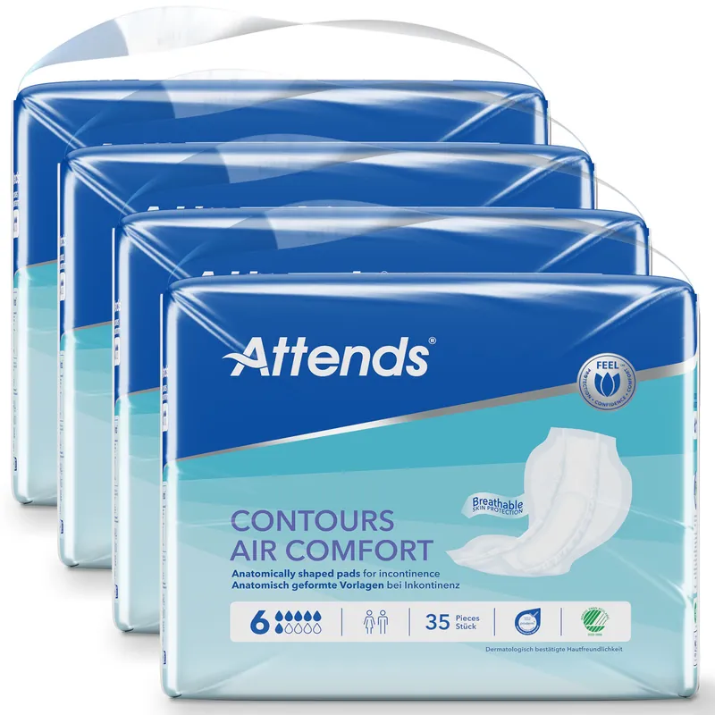 ATTENDS Contours AIR Comfort 6 - atmungsaktive Vorlage - 4x35 Stück Schnäppchen