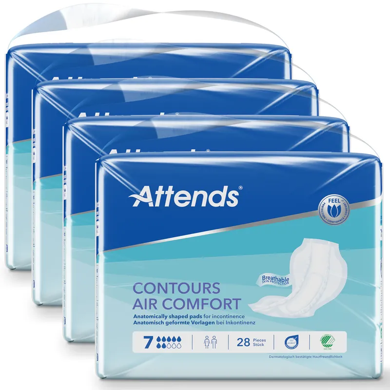 ATTENDS Contours AIR Comfort 7 - atmungsaktive Vorlage - 4x28 Stück Nur Für Kurze Zeit