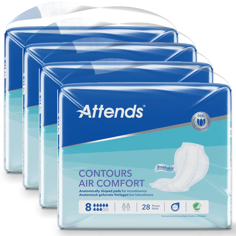 Direkt Vom Hersteller ATTENDS Contours AIR Comfort 8 - atmungsaktive Vorlage - 4x28 Stück