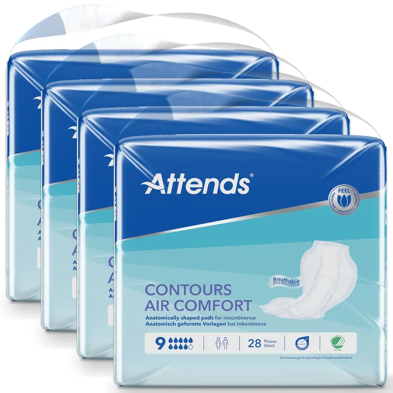Versand Am Gleichen Tag ATTENDS Contours AIR Comfort 9 - atmungsaktive Vorlage - 4x28 Stück