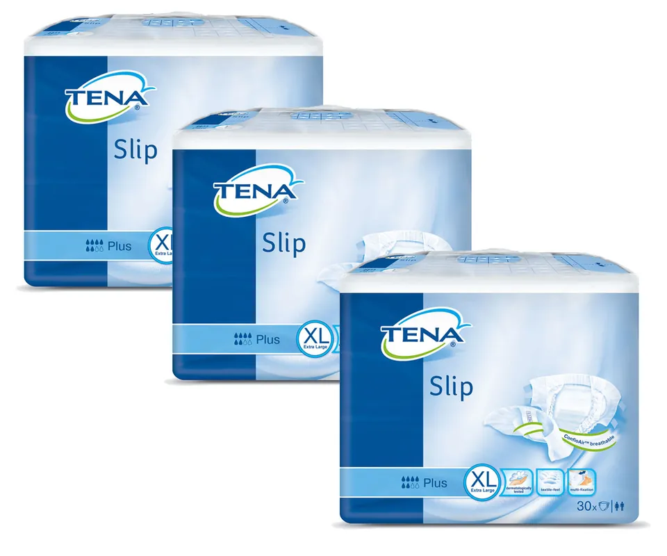 TENA Slip PLUS - Inkontinenzwindeln - EXTRA LARGE (3x30) 90 Stück Expressversand