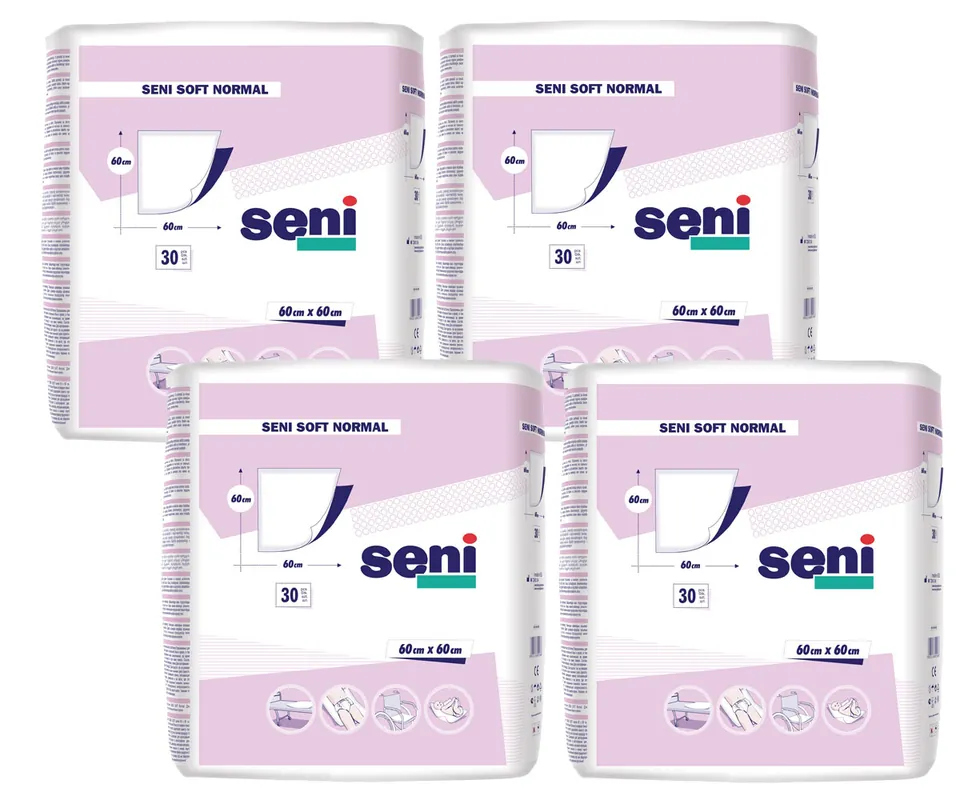Preisknaller SENI Soft NORMAL - Inkontinenzunterlagen 60 x 60cm Flocken - (4x30) 120 Stück