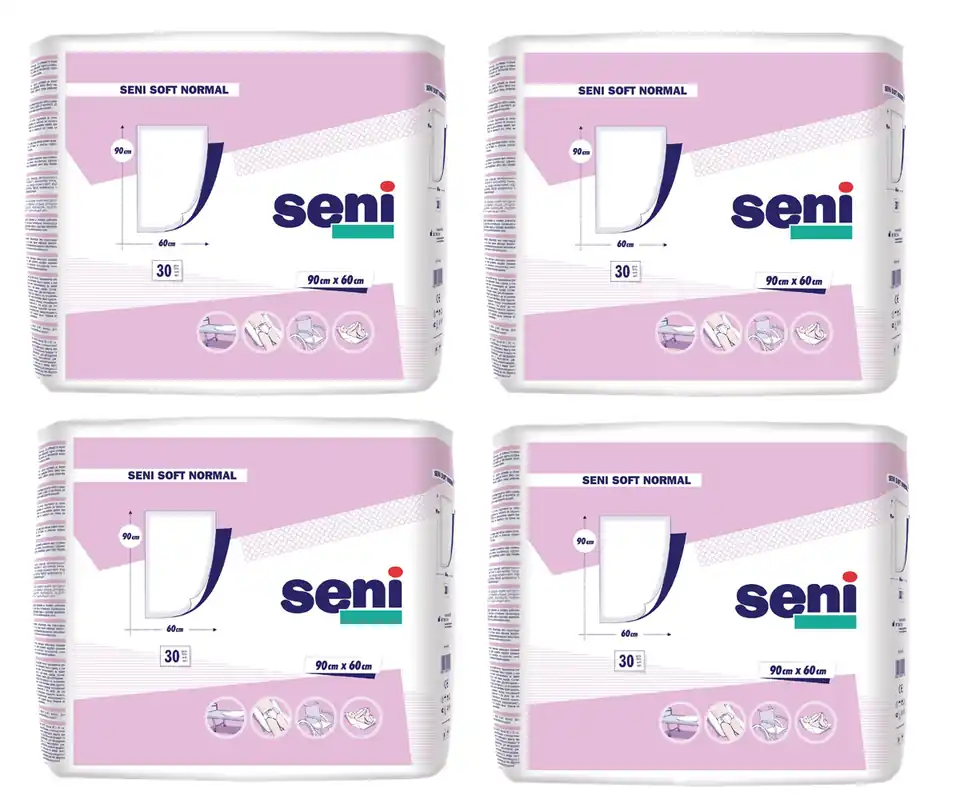 SENI Soft NORMAL - Inkontinenzunterlagen 90 x 60cm Flocken - (4x30) 120 Stück Markenprodukt