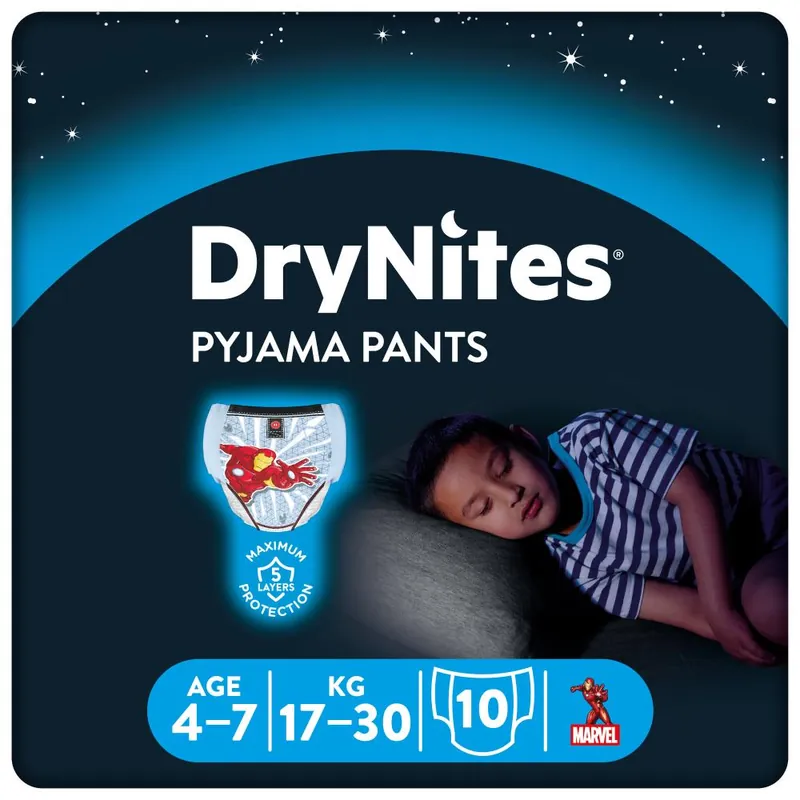 Huggies DryNites® Pyjama Pants für JUNGEN von 4-7 Jahre - 10 Stück Packung Letzte Chance