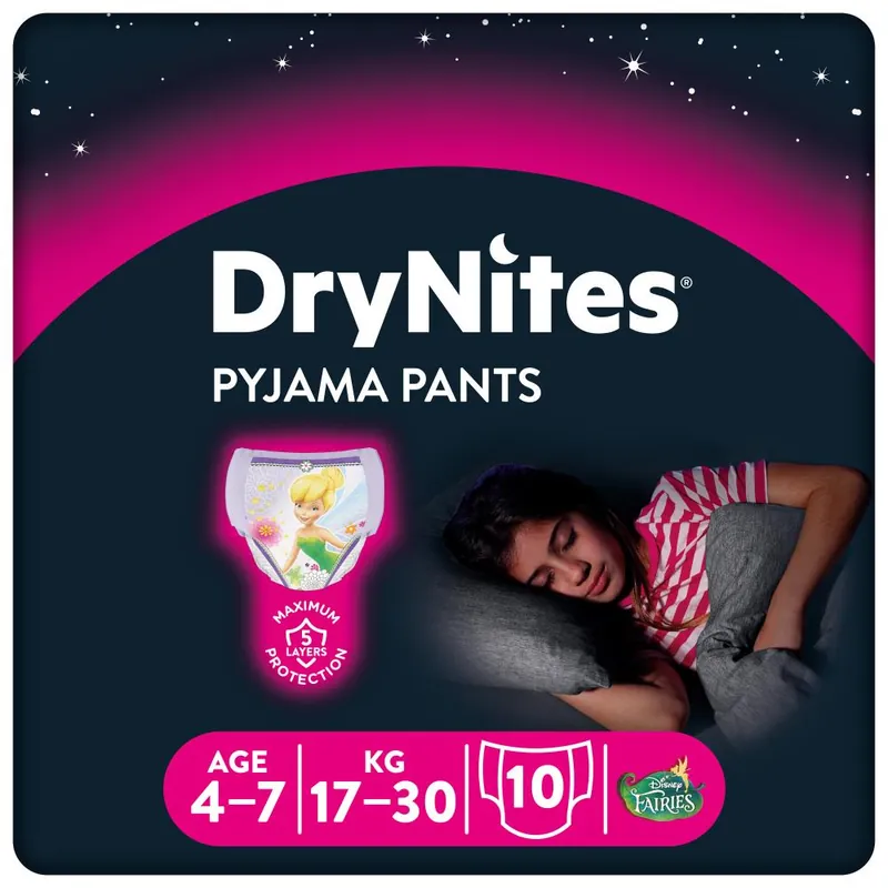 Top-Seller Huggies DryNites® Pyjama Pants für MÄDCHEN von 4-7 Jahre - 10 Stück Packung