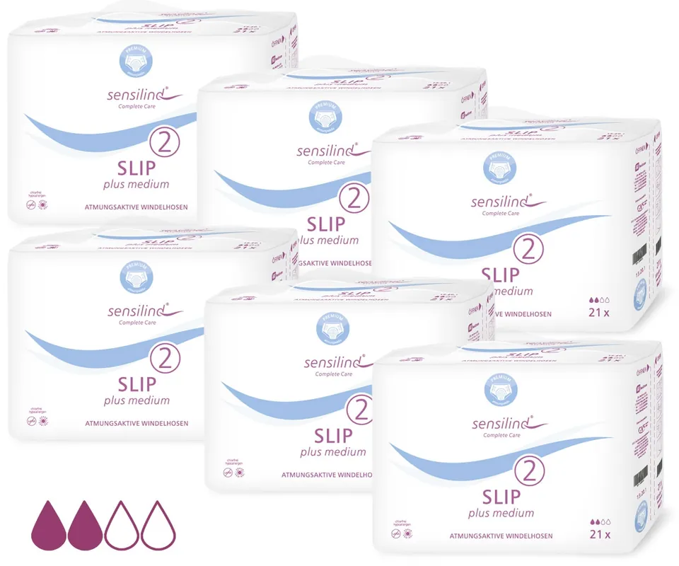Sensilind SLIP - PLUS Medium (M) - Inkontinenzwindeln - 6x21 Stück Finale Aktion