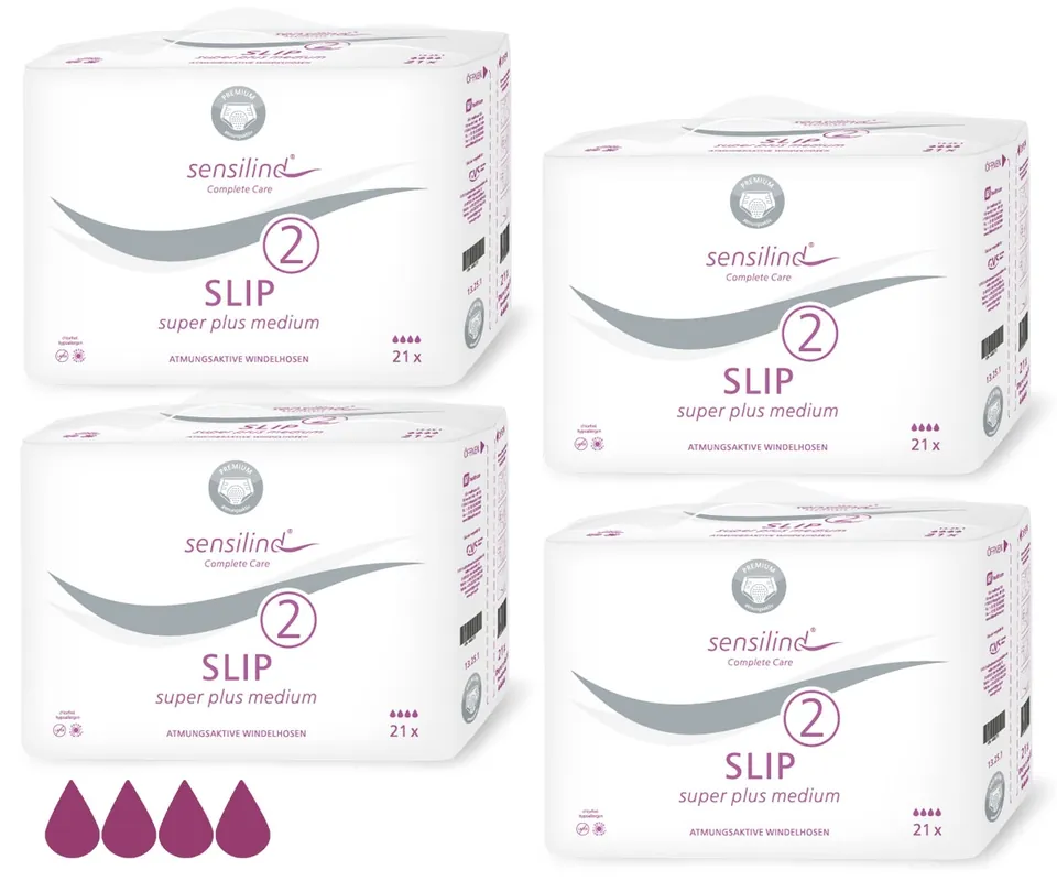 Sensilind SLIP - SUPER PLUS Medium (M) - Inkontinenzwindeln - 4x21 Stück Zertifiziert