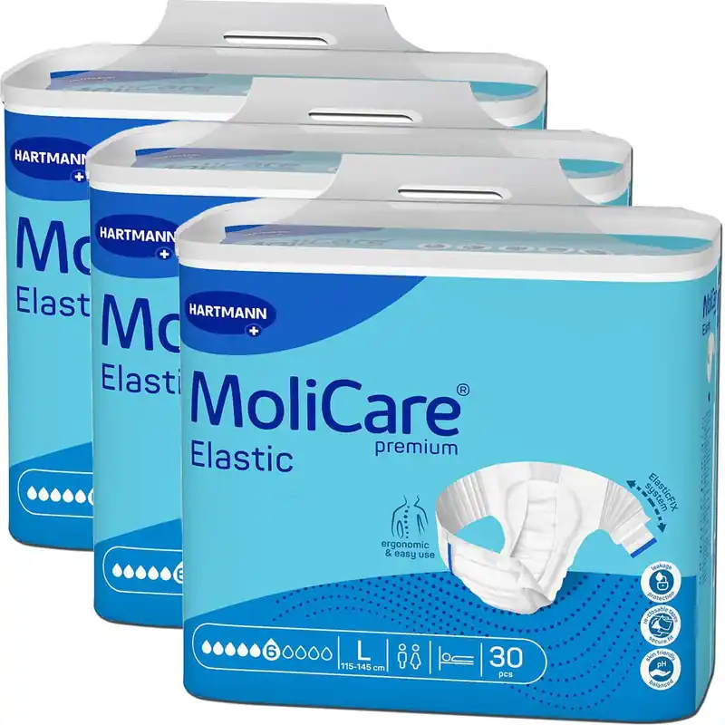 HARTMANN MoliCare® Premium ELASTIC - 6 Tropfen - Gr. Large (L), Inkontinenzwindel - 90 Stück Must-Have