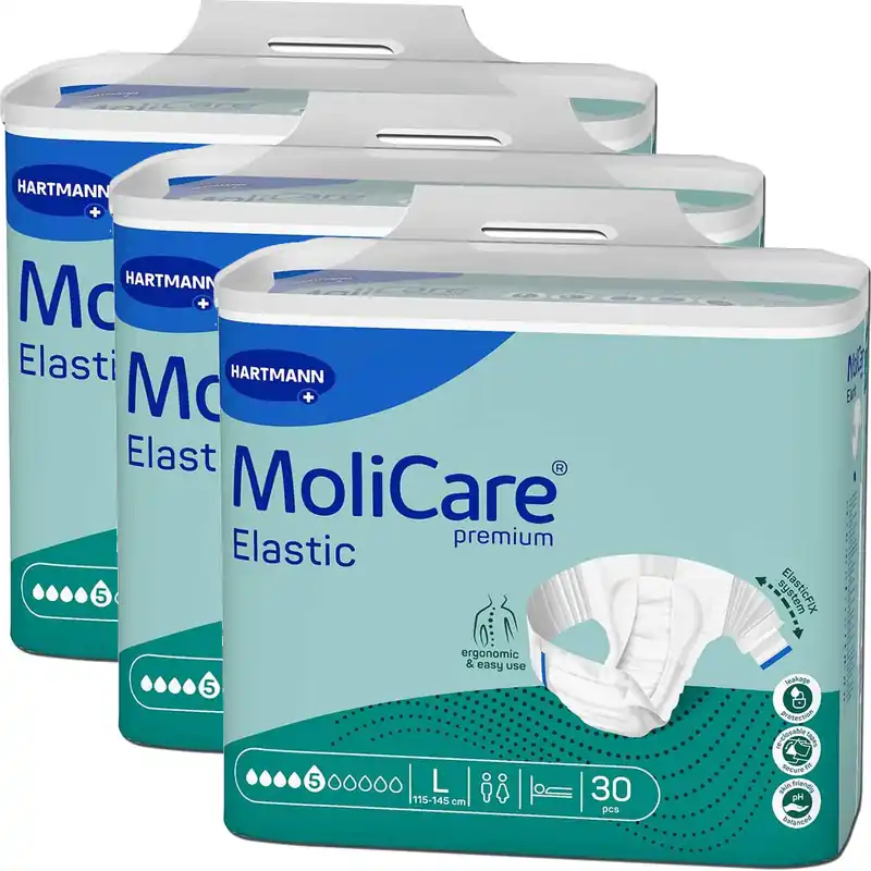 Garantierte Lieferung HARTMANN MoliCare® Premium ELASTIC - 5 Tropfen - Gr. Large (L), Inkontinenzwindel - 90 Stück