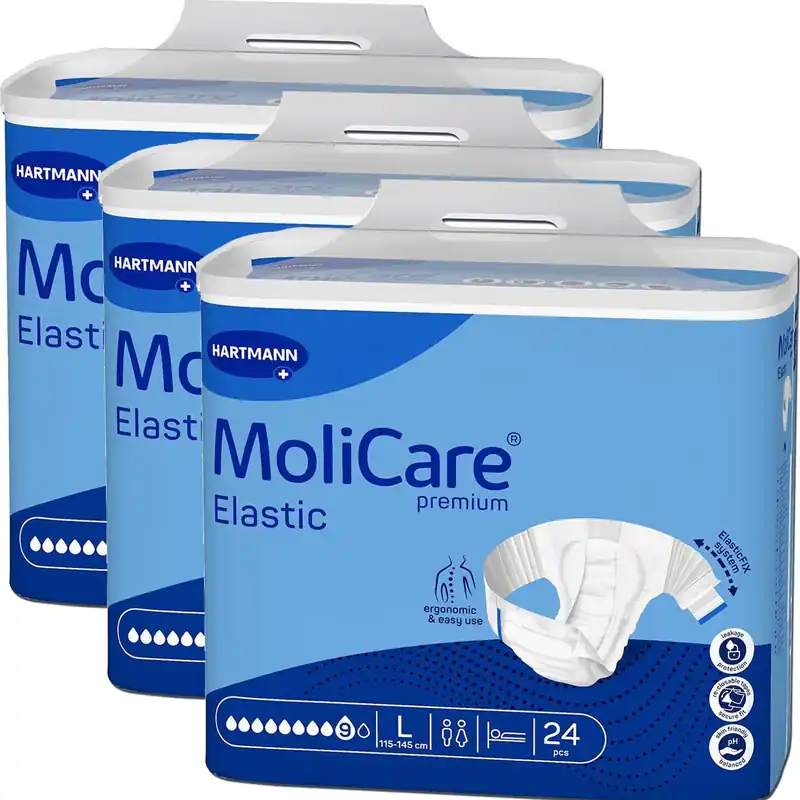 Abverkauf HARTMANN MoliCare® Premium ELASTIC - 9 Tropfen - Gr. Large (L), Inkontinenzwindel - 72 Stück