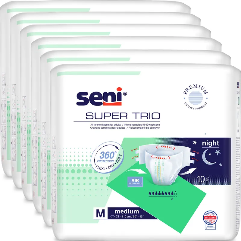Neuheit SENI Super TRIO - Inkontinenzwindeln - Gr. 2 MEDIUM 60 (6x10 Stück)