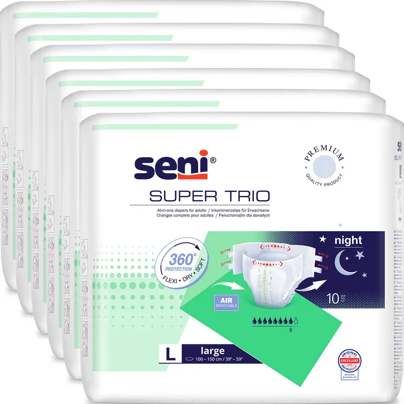 SENI Super TRIO - Inkontinenzwindeln - Gr. 3 LARGE 60 (6x10 Stück) Bestseller