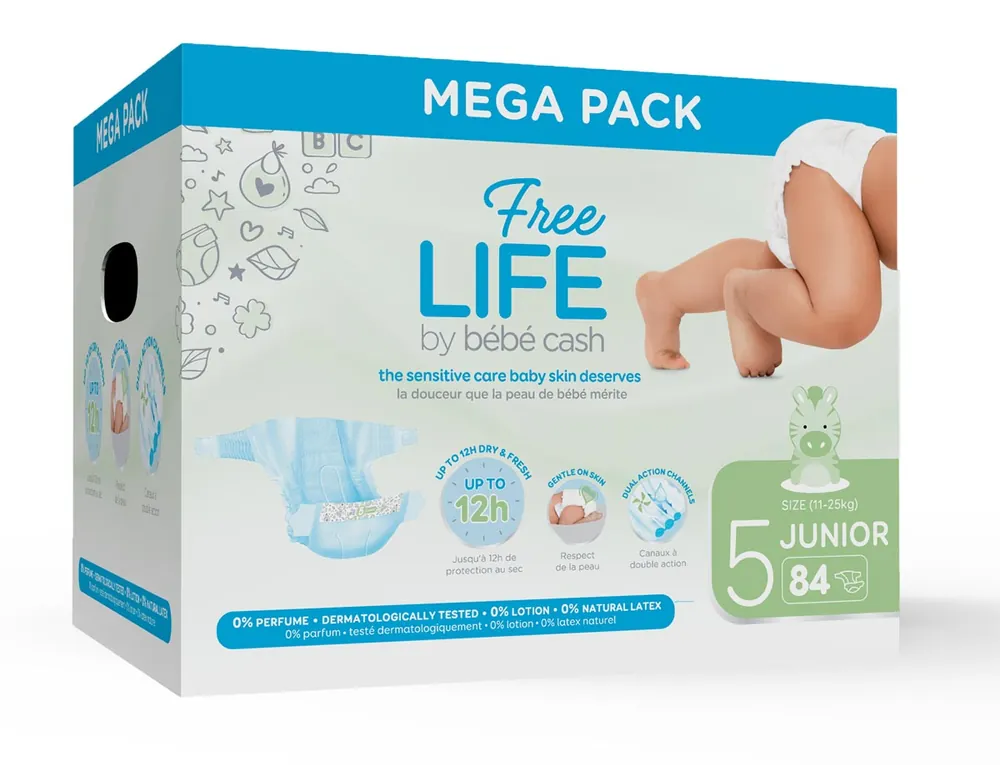 BEBE CASH Freelife 5 - Kinderwindeln Gr. Junior 11-25 kg - 84 St. Megapack Top-Seller