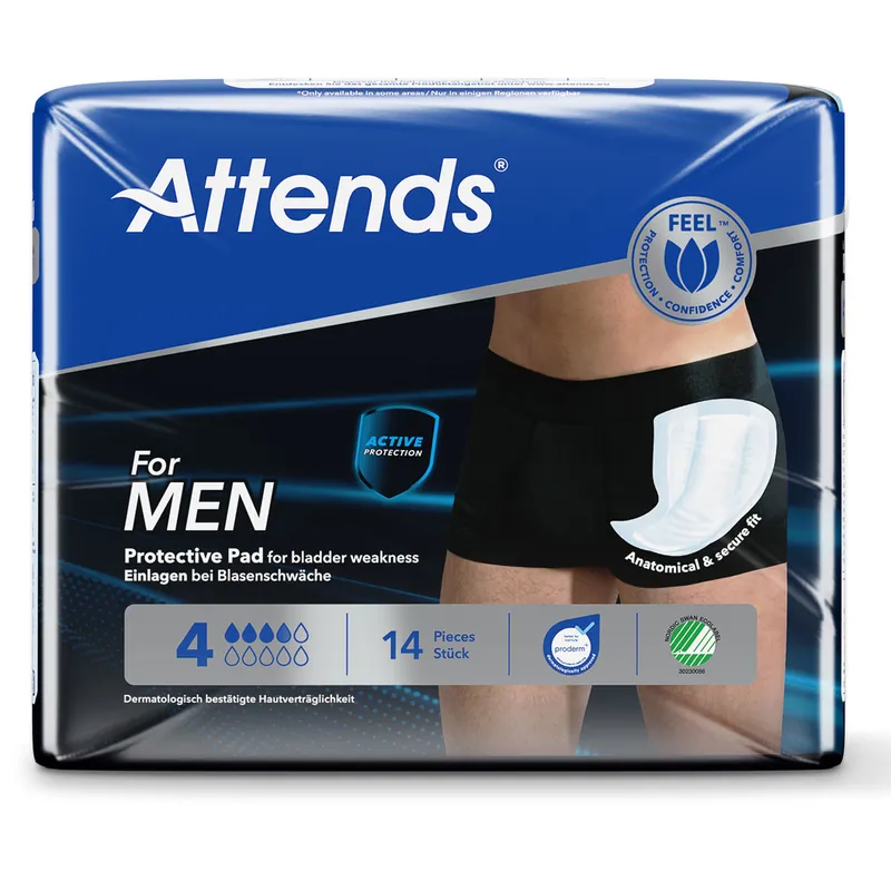 ATTENDS for Men 4, Slipeinlagen für Männer - 14 Stück Packung Mega-Angebot