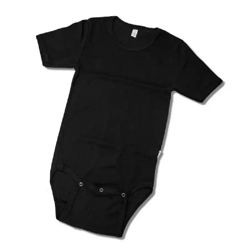 Kinderbody mit kurzen Arm - Schritt knöpfbar - Farbe: SCHWARZ 188 Schnäppchen