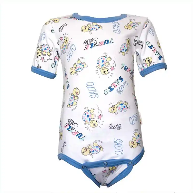 Kinderbody mit kurzen Arm - Schritt knöpfbar - Design "Turtle Salto" 176 Geprüft