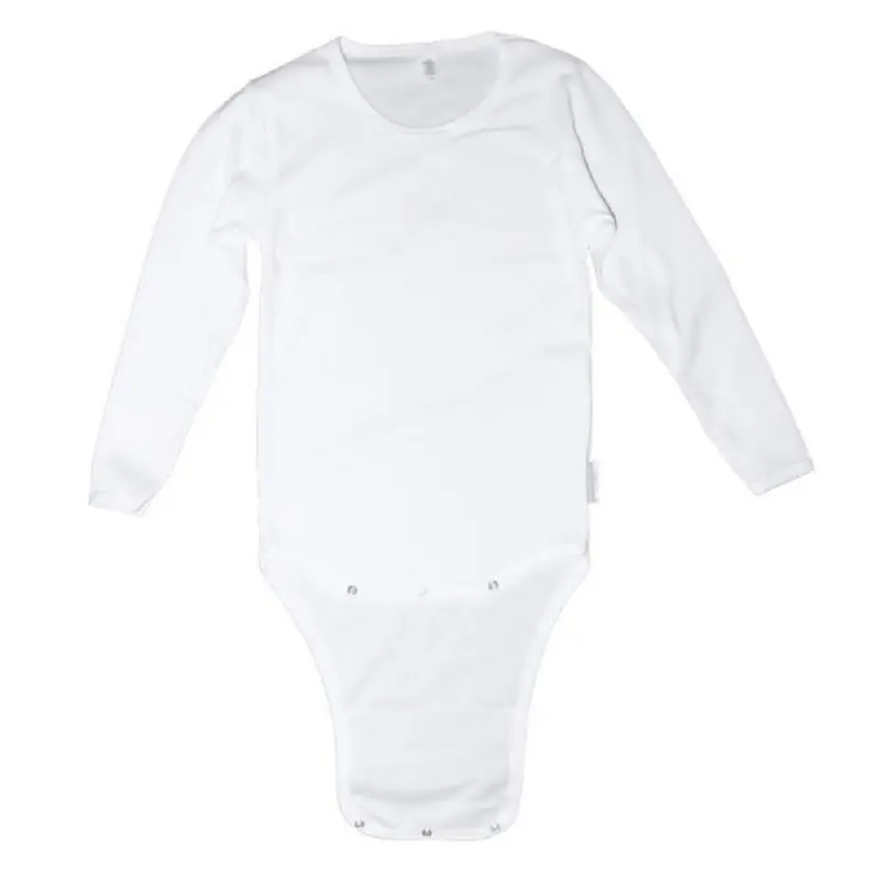 Kinderbody mit langem Arm - Schritt knöpfbar - Farbe: WEISS 164 Neue Ware