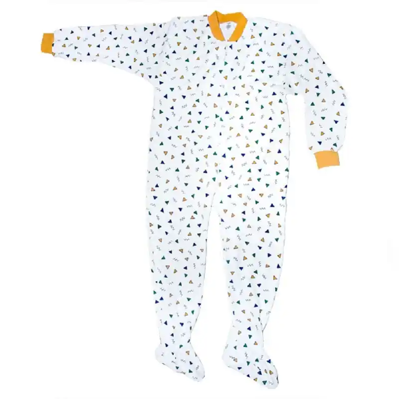 Frottee Kinderoverall - lang - mit Füße - Design "Funny Triangle" 188 Neu Im Sortiment