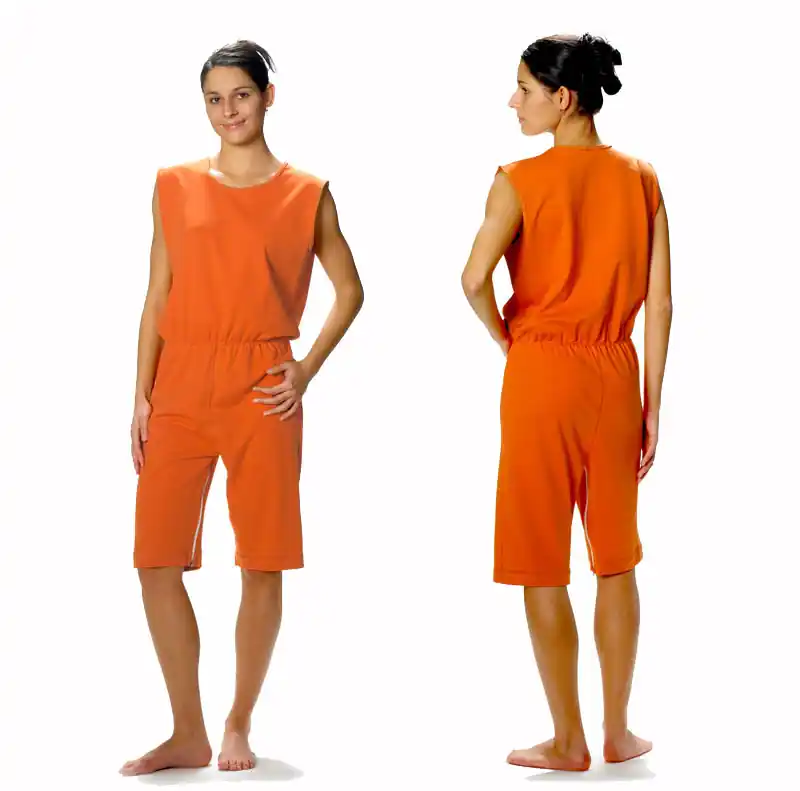 Markenware JANUS Pflegeoverall 7012, kurze Ausführung ohne Arm für Damen und Herren mit Beinreißverschluss L weiss