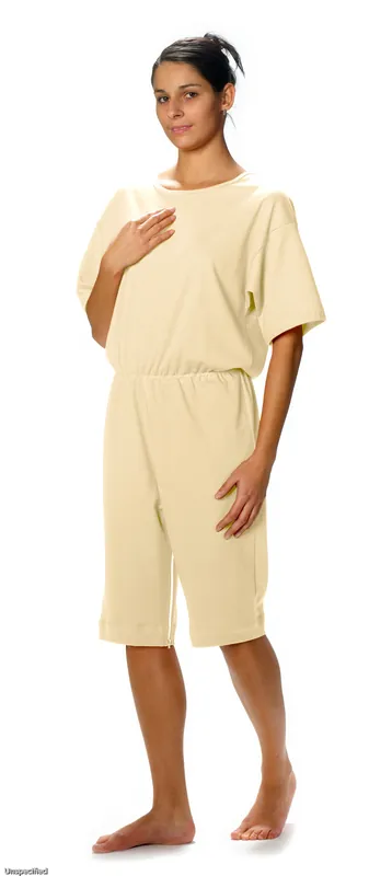 CAREWEAR Pflegeoverall 8014, knielang mit kurzem Arm, unisex mit Beinreißverschluss S fichte Preis Gesenkt