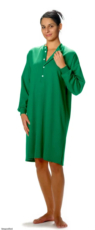 CAREWEAR Pflegehemd 8004, lange Ausführung für Damen und Herren mit Knopfverschluss M natur Nur Für Kurze Zeit