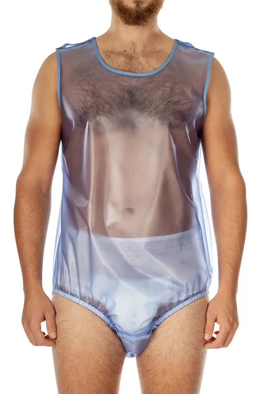 Suprima PVC Body - knöpfbar - No. 9614 XL blau transparent Saisonangebot