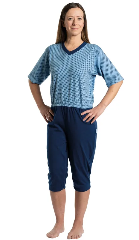 Wochenendangebot Suprima „Care Function“ Pflege-Schlafanzug - Motiv: blaue Punkte - 4730 XL