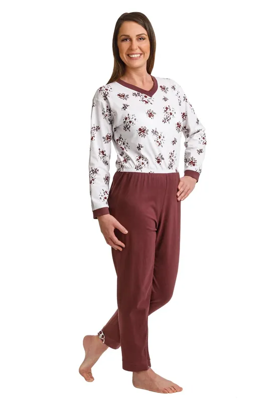 Suprima „Care Function“ Pflege-Schlafanzug - Motiv: Flower Aubergine - 4720 XL Direkt Vom Hersteller