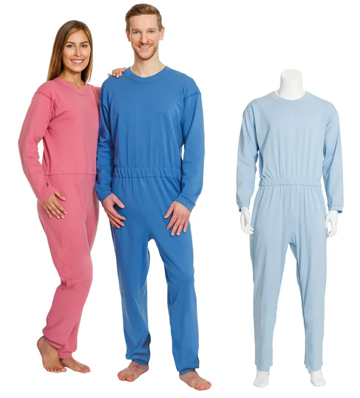 Suprima Pflegeoverall - LANG - mit schrägem Rückenreißverschluss, Unisex - 4706 hellblau S Zertifiziert
