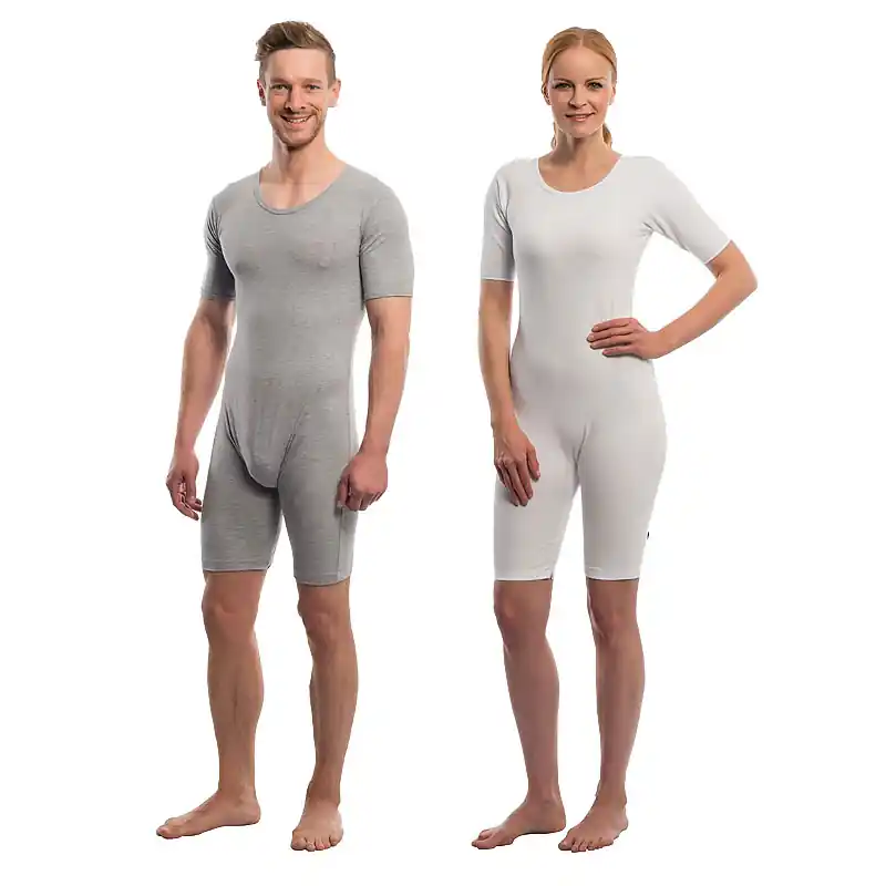 Neue Ware Suprima Pflegebody - Kurzarm mit Beinreißverschluss - für Damen und Herren, weiß oder grau - 4697 S weiss