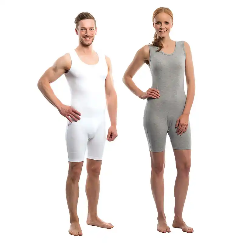 Suprima Pflegebody - für Damen und Herren - mit schrägem Rückenreißverschluss - 4696 grau M Sale
