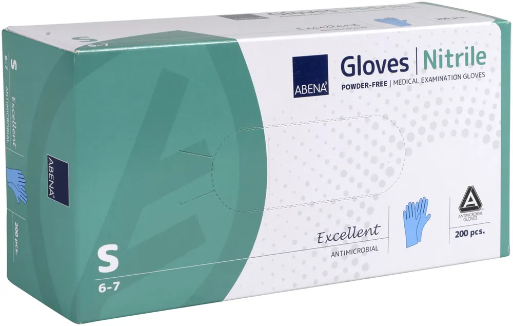 Bestpreis ABENA Antimikrobielle Nitrilhandschuhe - 200 Stück Packung in versch. Größen S