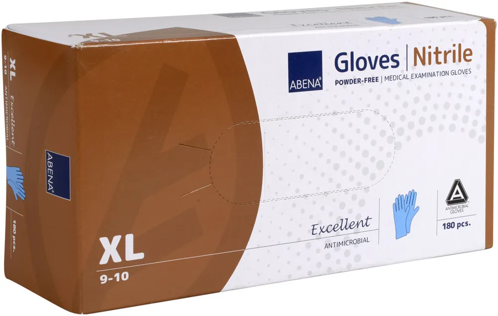 Preiswert ABENA Antimikrobielle Nitrilhandschuhe - 180 Stück Packung in versch. Größen XL