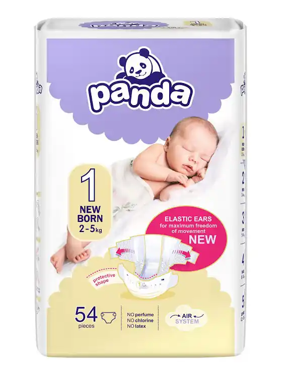 Panda Babywindeln Gr. 1 Newborn 2-5 kg - 54 Stück Pack Wochenendangebot