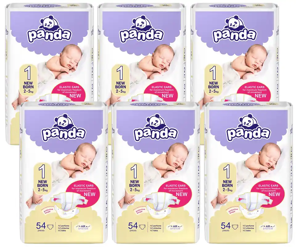 Versand Am Gleichen Tag Panda Babywindeln Gr. 1 Newborn 2-5 kg - 6x54 St. Karton