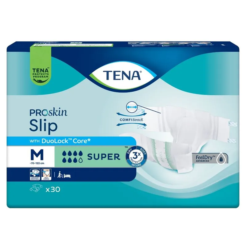 TENA Slip SUPER - Inkontinenzwindeln - MEDIUM 30 Stück Packung Neu