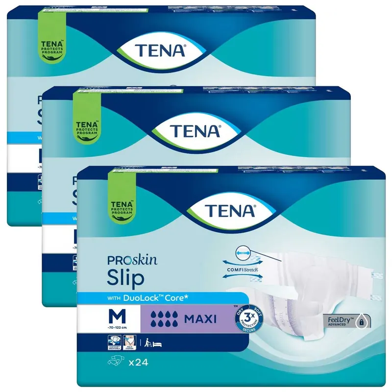Geprüft TENA Slip MAXI - saugstarke Windeln - MEDIUM (3x24) 72 Stück