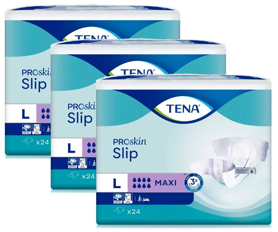 Markenware TENA Slip MAXI - saugstarke Windeln - LARGE (3x24) 72 Stück