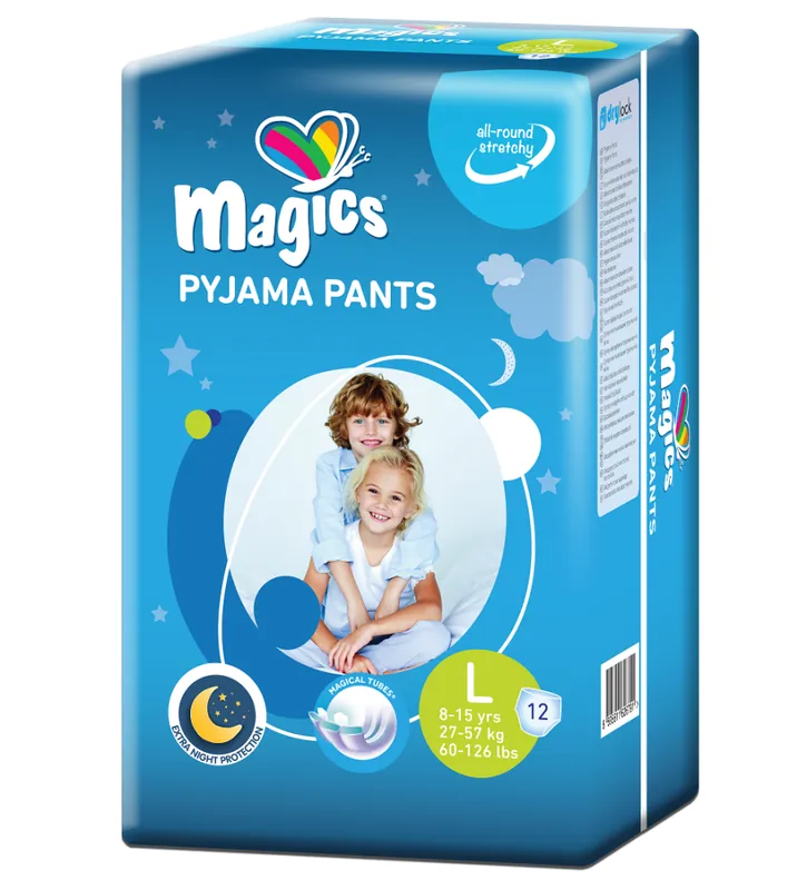 Magics Pyjama Pants - Windelpants für Kinder von 8-15 Jahre - 12 Stück Pack Saisonangebot
