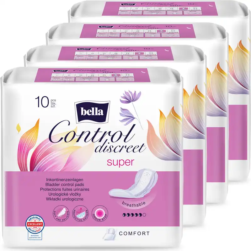 Abverkauf Bella Control Discreet - SUPER - Hygieneeinlagen - 4x10 Stück Pack