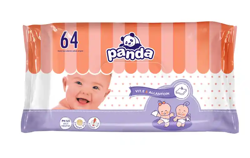 Panda Feuchttücher mit Allantoin und Vitamin E (64 Stück Pack) Echt