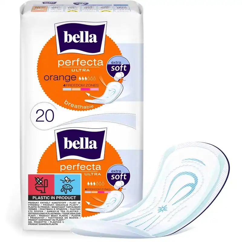 Bella Perfecta Ultra Binden ORANGE ohne Flügel - extra Soft - 20 Stück Neu