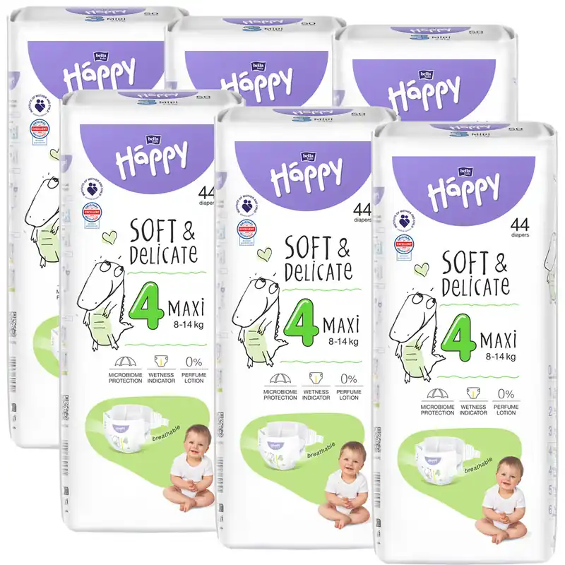 Bella Happy Babywindeln - Gr. 4 Maxi 8-14 kg - (6x44) 264 Stück Karton Abverkauf