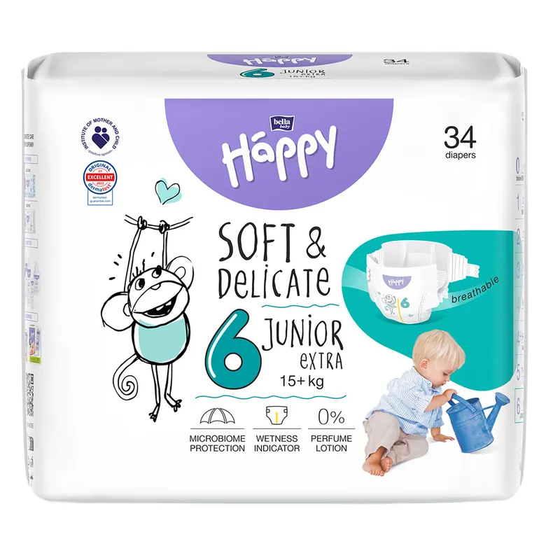 Bella Happy Kinderwindeln - Gr. 6 Junior EXTRA 15+ kg - 34 Stück Packung Solange Der Vorrat Reicht