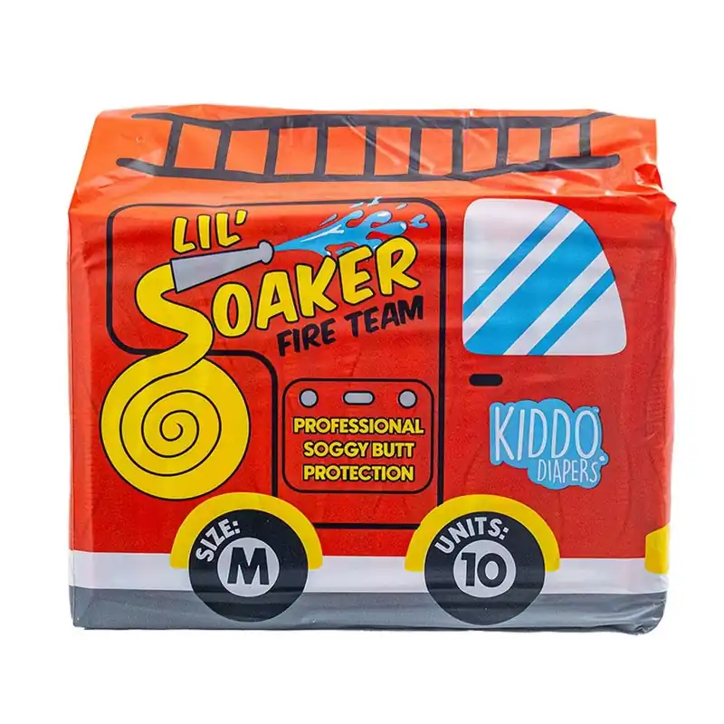 Kiddo Lil Soaker - bunte "Feuerwehr" Erwachsenenwindel - Large (L) Meistverkauft