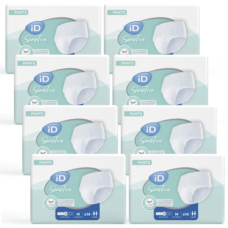 Geprüft iD Pants Sensitive Extra PLUS - Inkontinenz-Pants - Gr. Medium (M) - 8x14 St. Karton