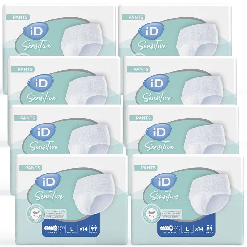 Begrenztes Angebot iD Pants Sensitive Extra PLUS - Inkontinenz-Pants - Gr. Large (L) - 8x14 St. Karton
