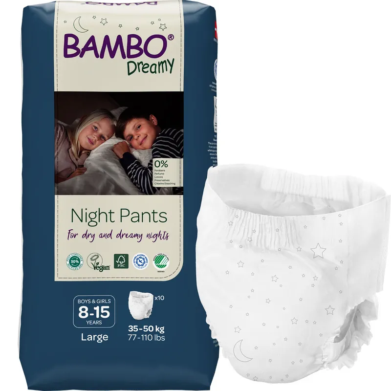 Neue Ware Bambo Dreamy - Night Pants unisex - 8 bis 15 Jahre (35-50 kg) - 10 St. Pack
